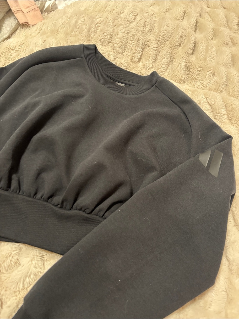 adidas Black Cropped Crewneck Sweatshirt